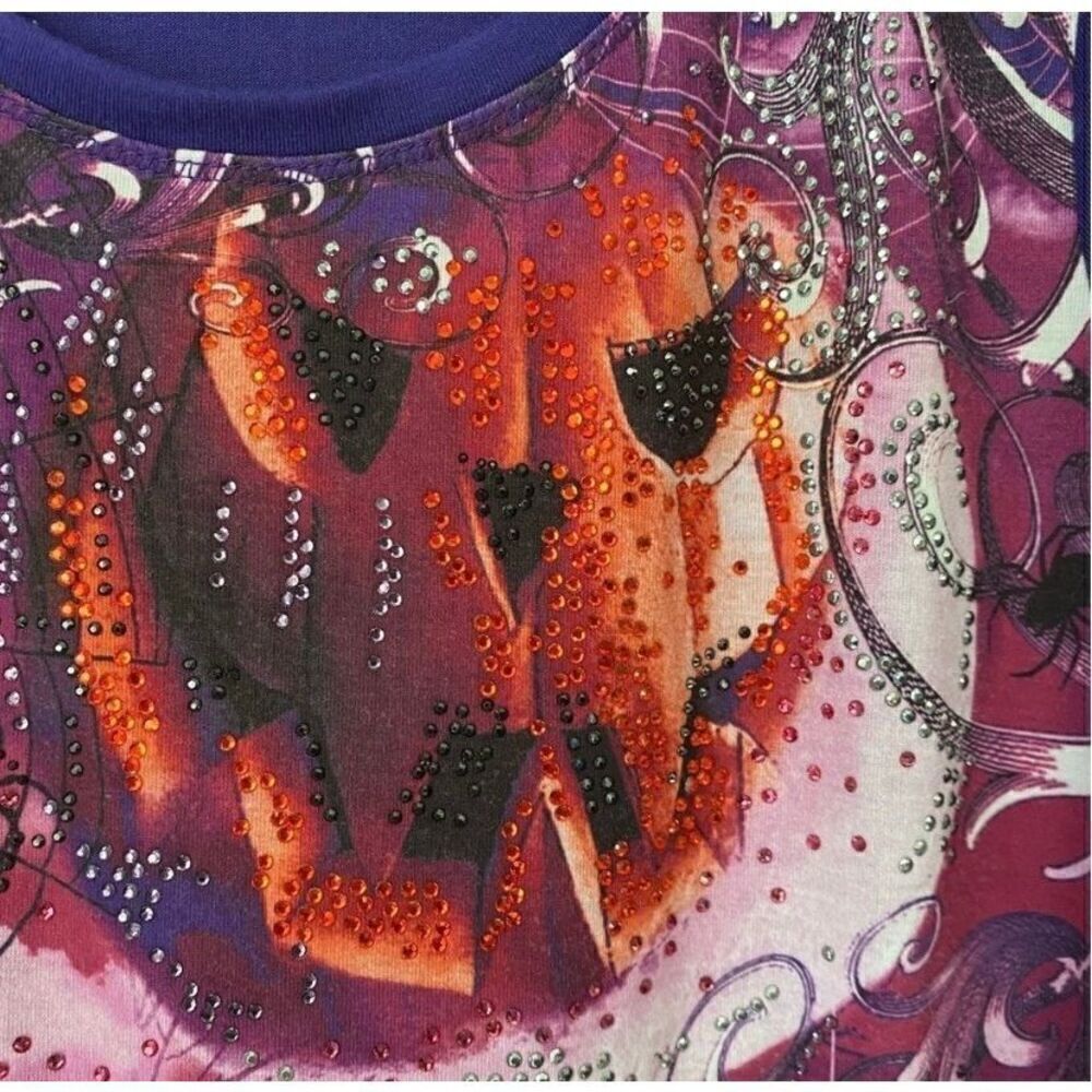 Thomas & Olivia, Halloween holiday rhinestone spider, pumpkin,bat top s/sm - Picture 5 of 7